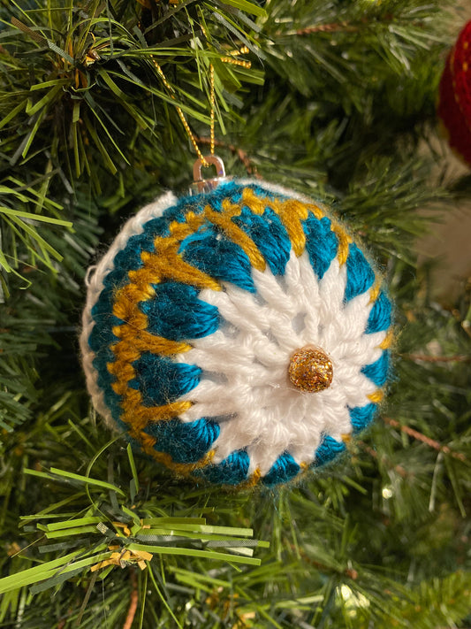 Grandma Wilma’s Vintage Hand-Knit Christmas Ornament Blue