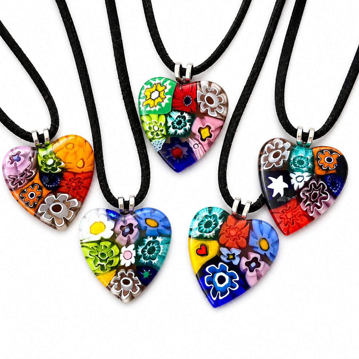 Murano Glass Patchwork Heart Necklace