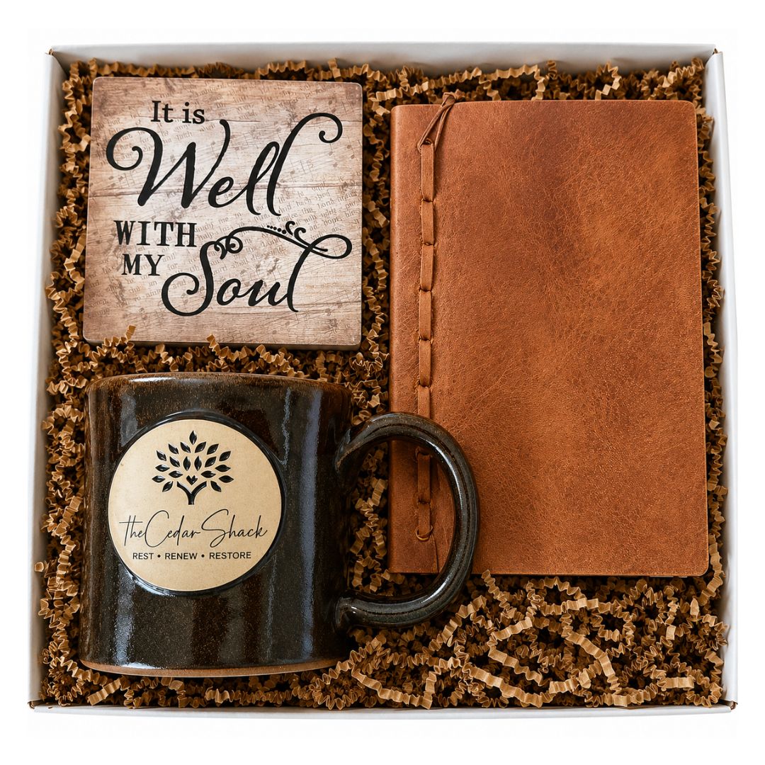 Leather Journal, Mug & Coaster Gift Box