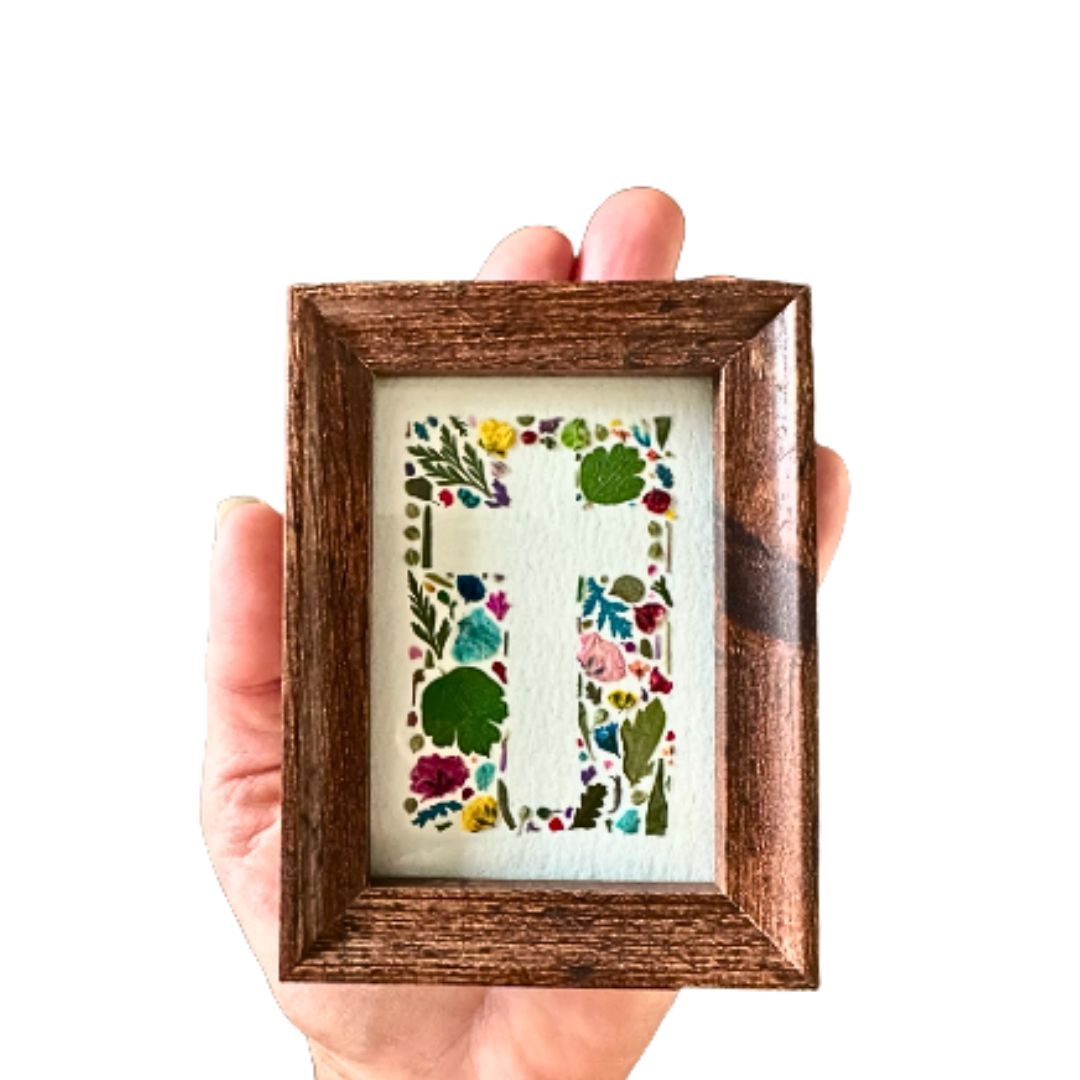 Mini Framed Pressed Flower Cross Art
