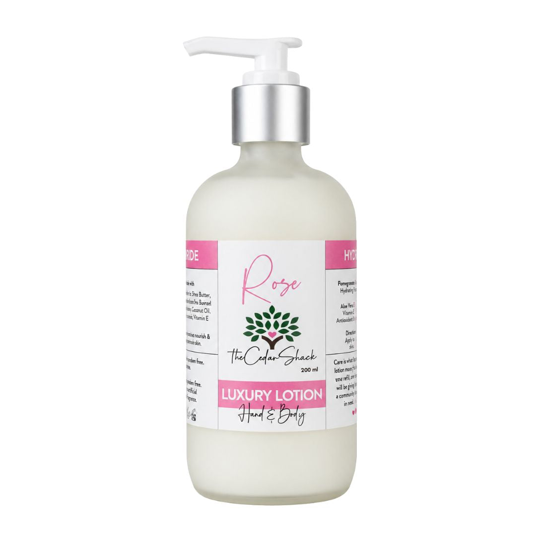 Luxury Rose Lotion 8oz Glass Bottle