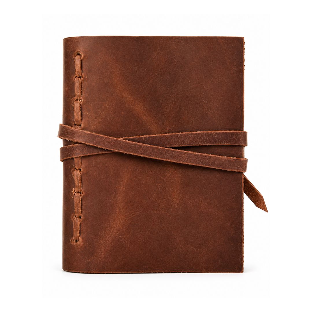 Rustic Compact Leather Journal Chocolate Lined