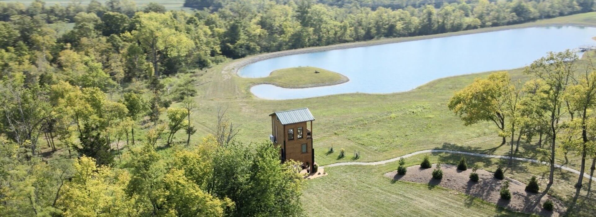 Aerial view of Cedar Shack